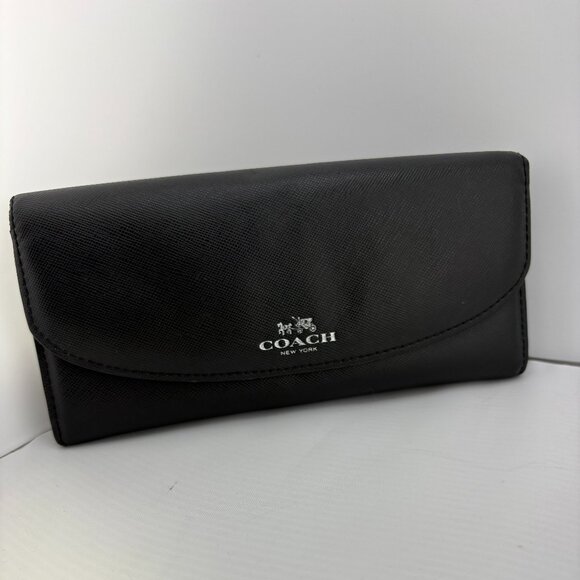 Coach Slim Envelope Wallet With Removable Signature Pouch 2-in-1 Black - Picture 1 of 7